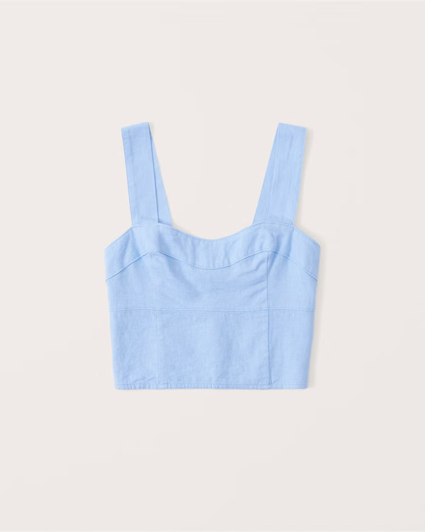 Women's Cropped Linen-Blend Corset Top | Women's New Arrivals | Abercrombie.com | Abercrombie & Fitch (US)