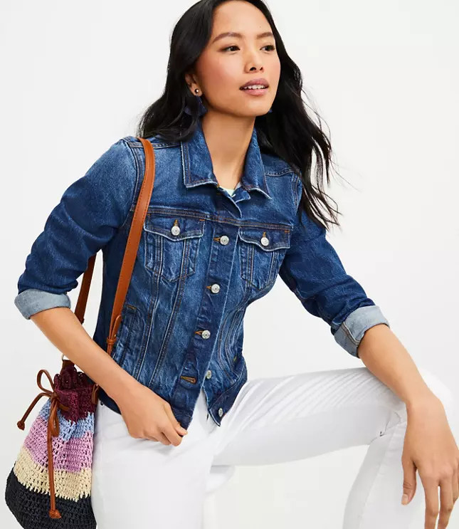 Denim Trucker Jacket in Classic Indigo Wash | LOFT