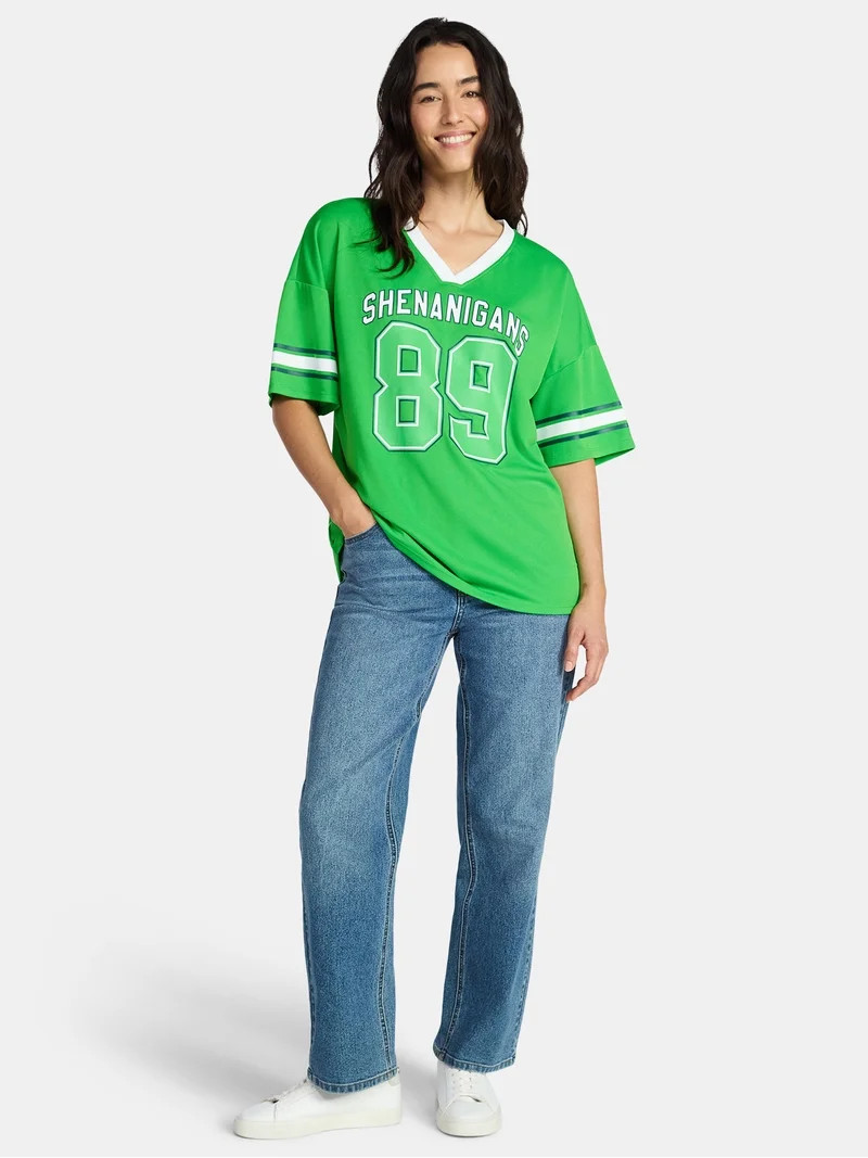 Saint Patrick's Day Women's Shenanigans Jersey with Short Sleeves from Holiday Time, Sizes XXS-XX... | Walmart (US)