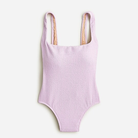Textured squareneck one-piece | J. Crew US