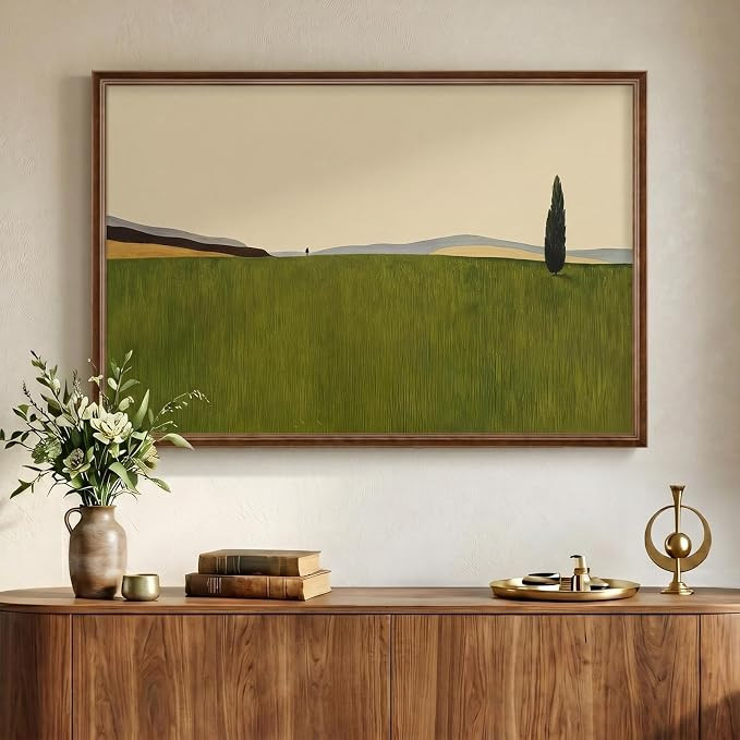 Vintage Framed Green Abstract Landscape Wall Art, Modern Sage Green Canvas Paintings Artwork for ... | Amazon (US)