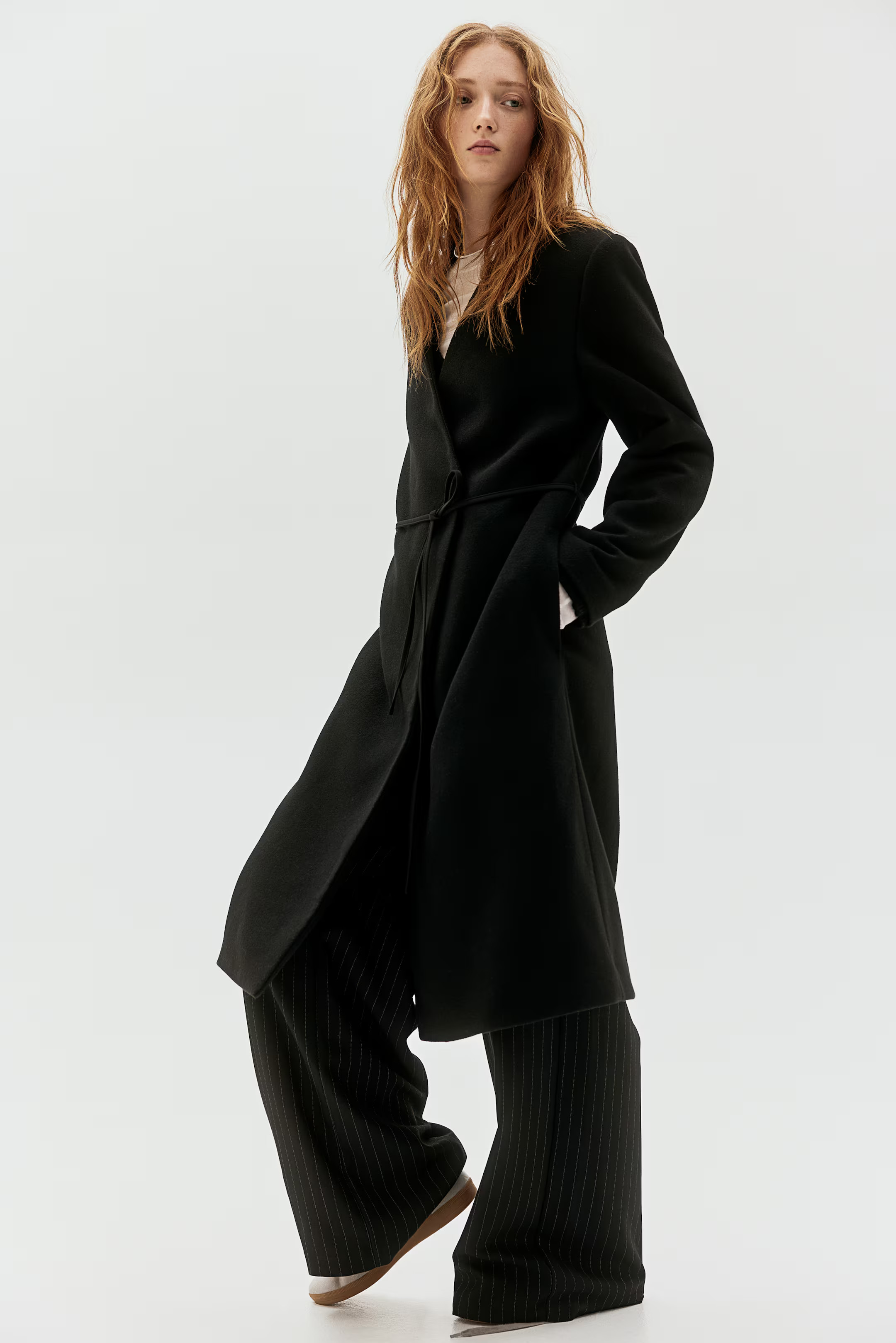 Tie-Detail Felted Coat | H&M (US + CA)