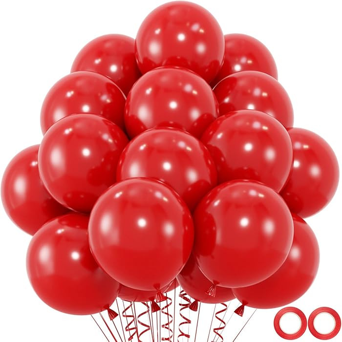 100pcs Red Balloons, Helium Quality 12 inch Red Latex Party Balloon for Birthday, Anniversary, Ch... | Amazon (US)