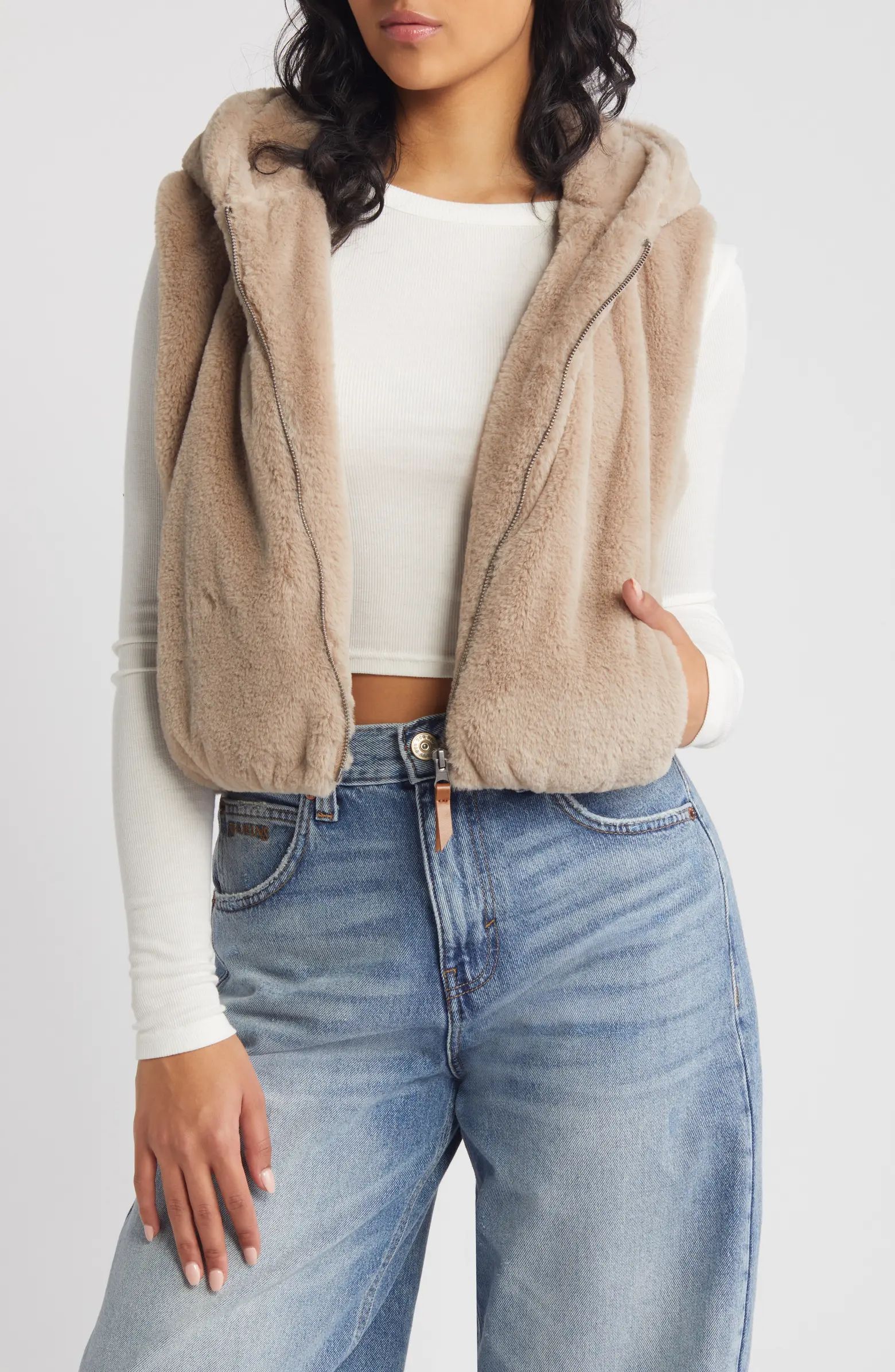 Thread & Supply Mink Faux Fur Hooded Vest | Nordstrom | Nordstrom