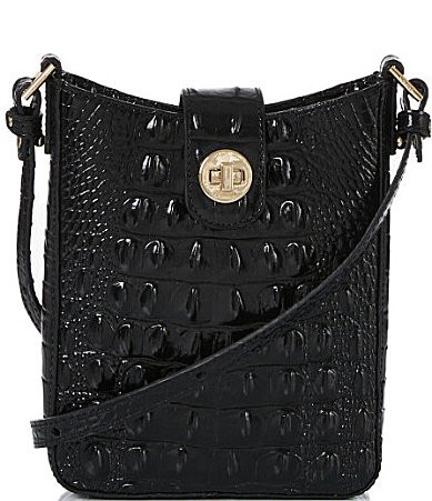 BRAHMIN Melbourne Collection Marley Crocodile-Embossed Crossbody Bag - Black | Dillard's