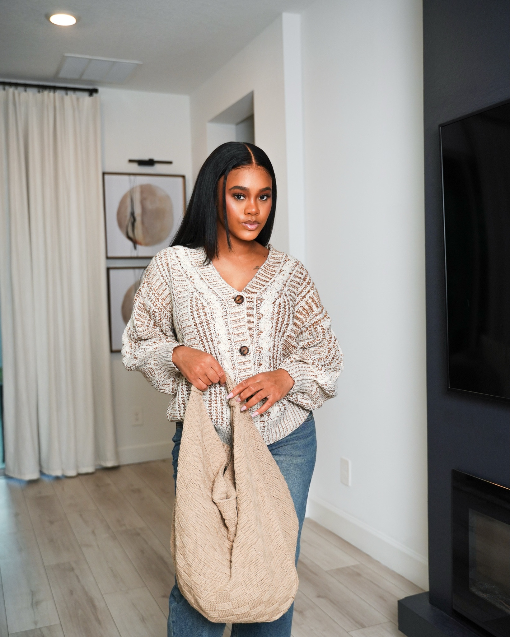 SHEIN Relaxiva Space Dye Drop
Shoulder Cable Knit Lantern Sleeve
Cardigan, Ladies Late Fall Casual Button Drop Shoulder Deep V Neck Loose Multicolor Plain Women Cardigans, Casual Daily Wear, Long Sleeve Tops

#LTKSeasonal #LTKOver40 #LTKMostLoved