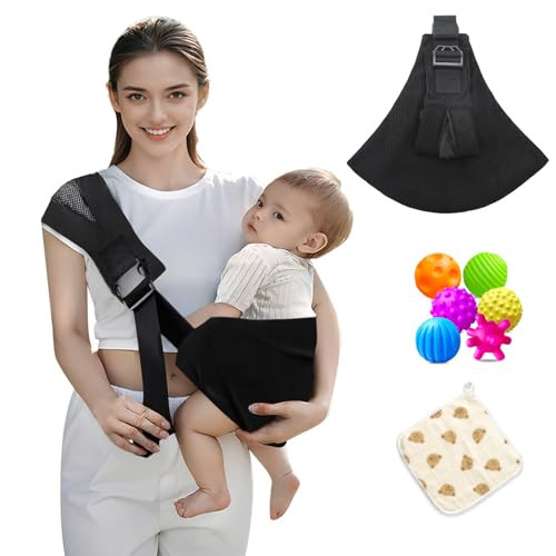 Baby Sling Carrier, Adjustable Baby Carrier, Adjustable Sling Easy Toddler Carrier Comfortable Baby Wrap Carrier Baby Carrier Wrap for Newborn Up to 3-36 Months (Black) | Amazon (UK)