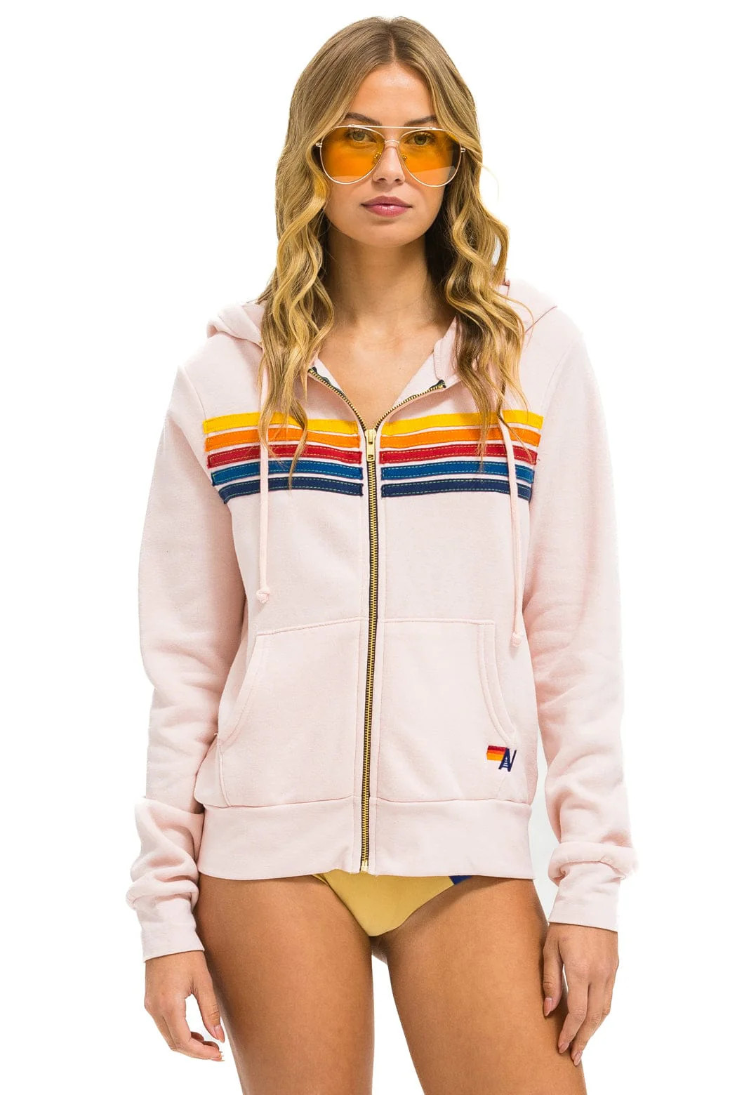 5 STRIPE HOODIE - LIGHT PINK | Aviator Nation