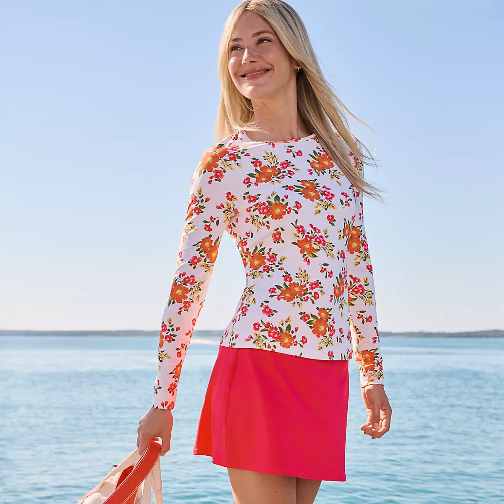 Women's SunShade UPF 50 Long Sleeve Rash Guard Swim Tee | Lands' End (US)