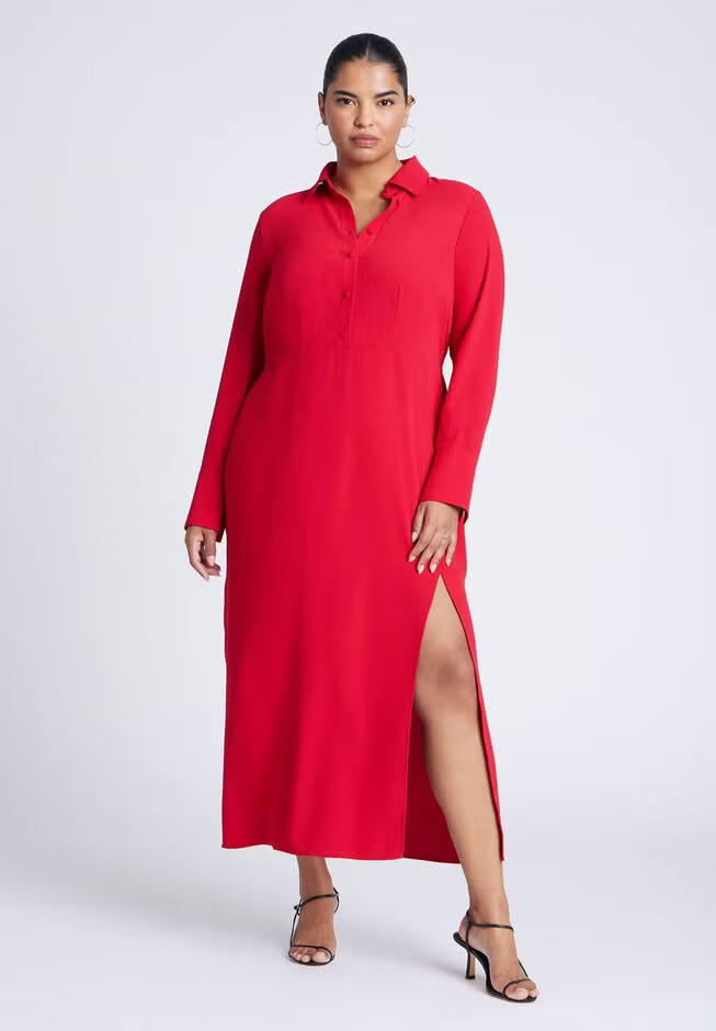 Collared Maxi Shirt Dress | Eloquii