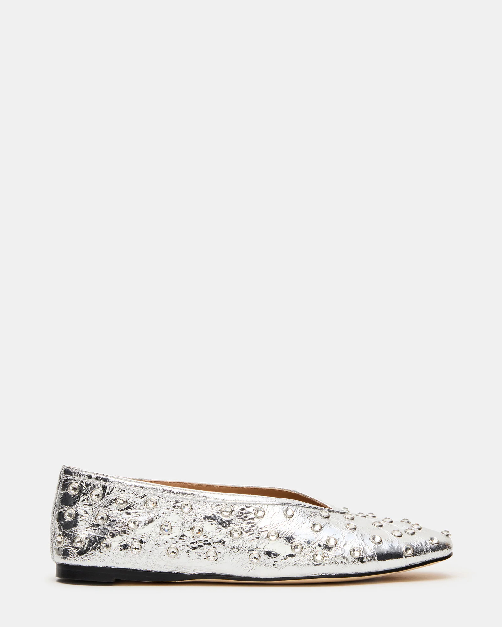 LENI Silver Rhinestones Square-Toe Ballet Women's Flat | Steve Madden (US)
