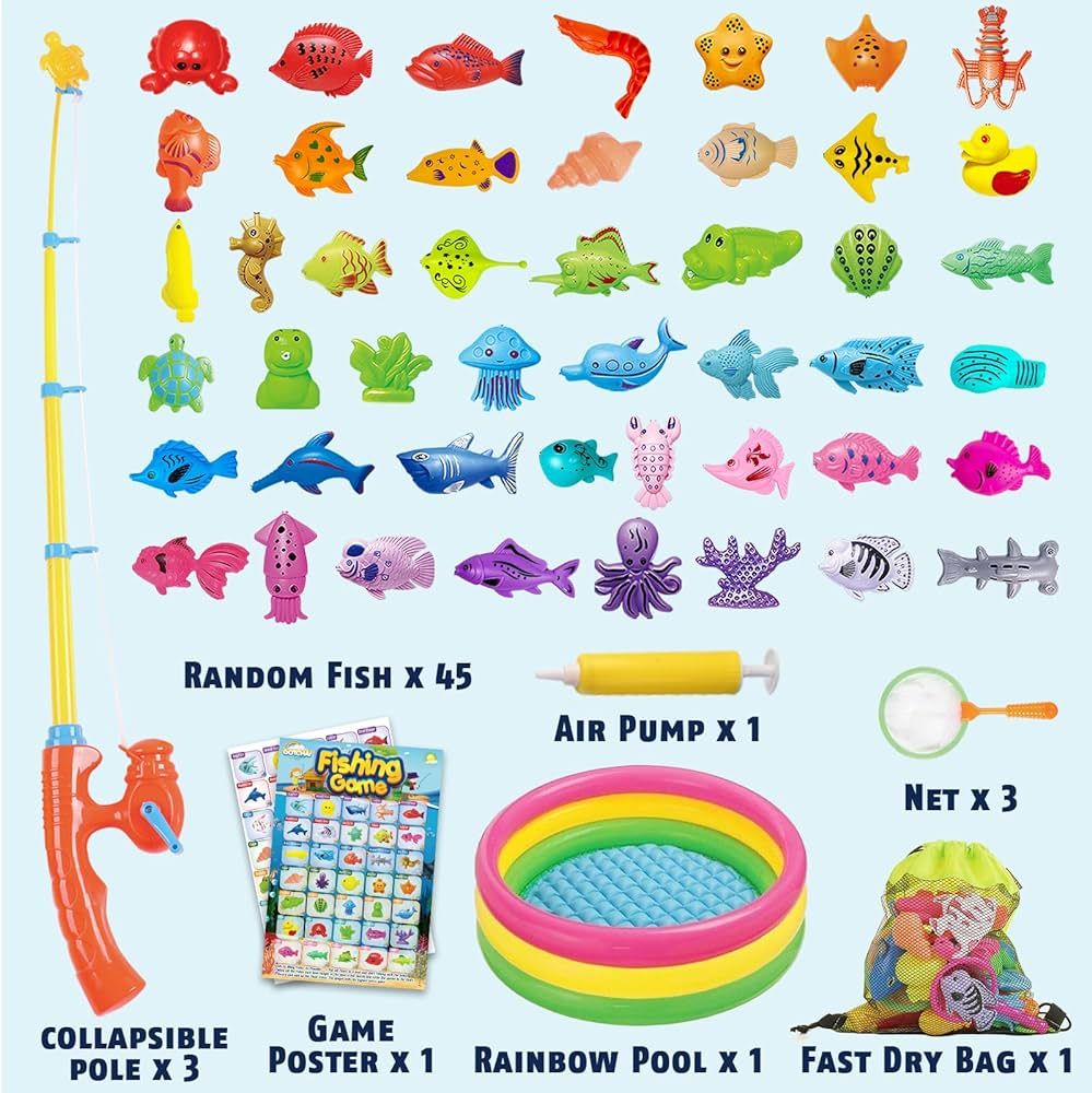 CozyBomB™ Magnetic Fishing Toys Game Set for Kids | Water Table Bathtub Kiddie Pool Party with ... | Amazon (US)