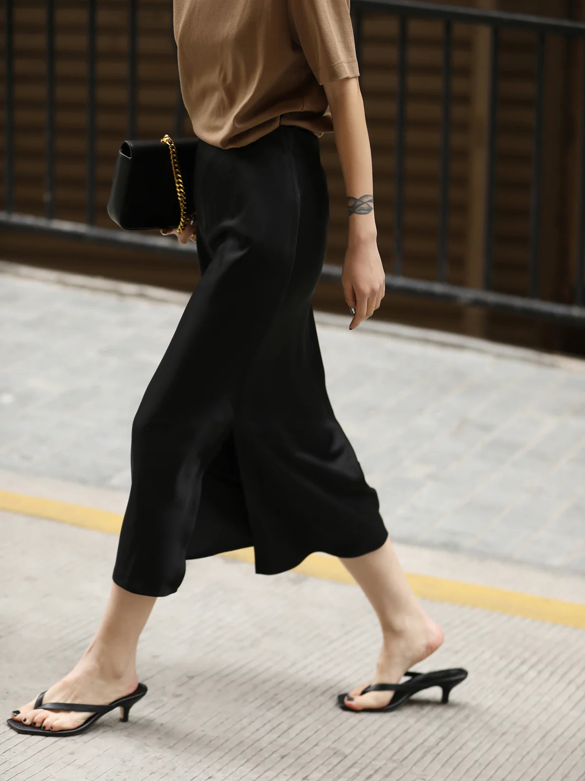 Flowy Satin Midi Skirt | Commense