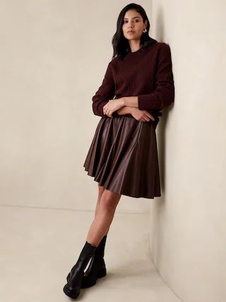 Godet Vegan Leather Mini Skirt | Banana Republic Factory