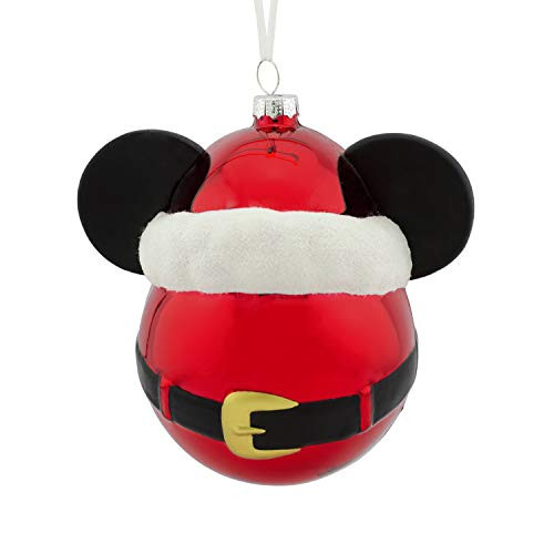 Hallmark Christmas Ornaments, Disney Mickey Mouse Icon With Santa Hat Blown Glass Ornament | Amazon (US)