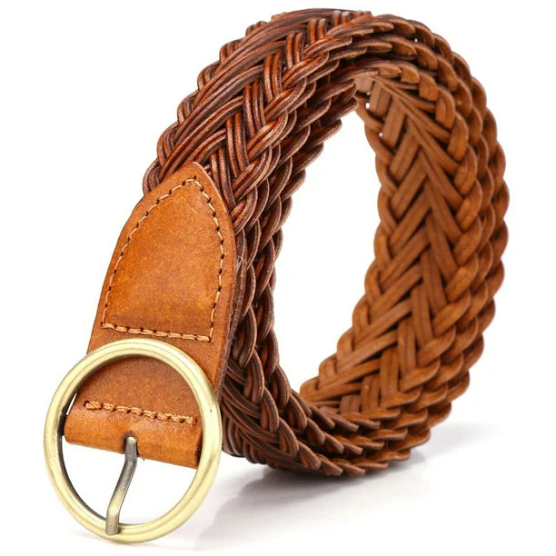 Ayli Women's Casual Jean Belt Metal Buckle Handcrafted Braided Leather Belt | Walmart (US)