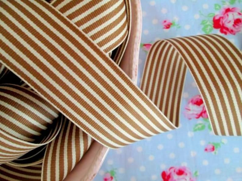 Striped Grosgrain Ribbon - Brown and Ivory - 1 1/2 inch - 1 Yard | Etsy (Global)