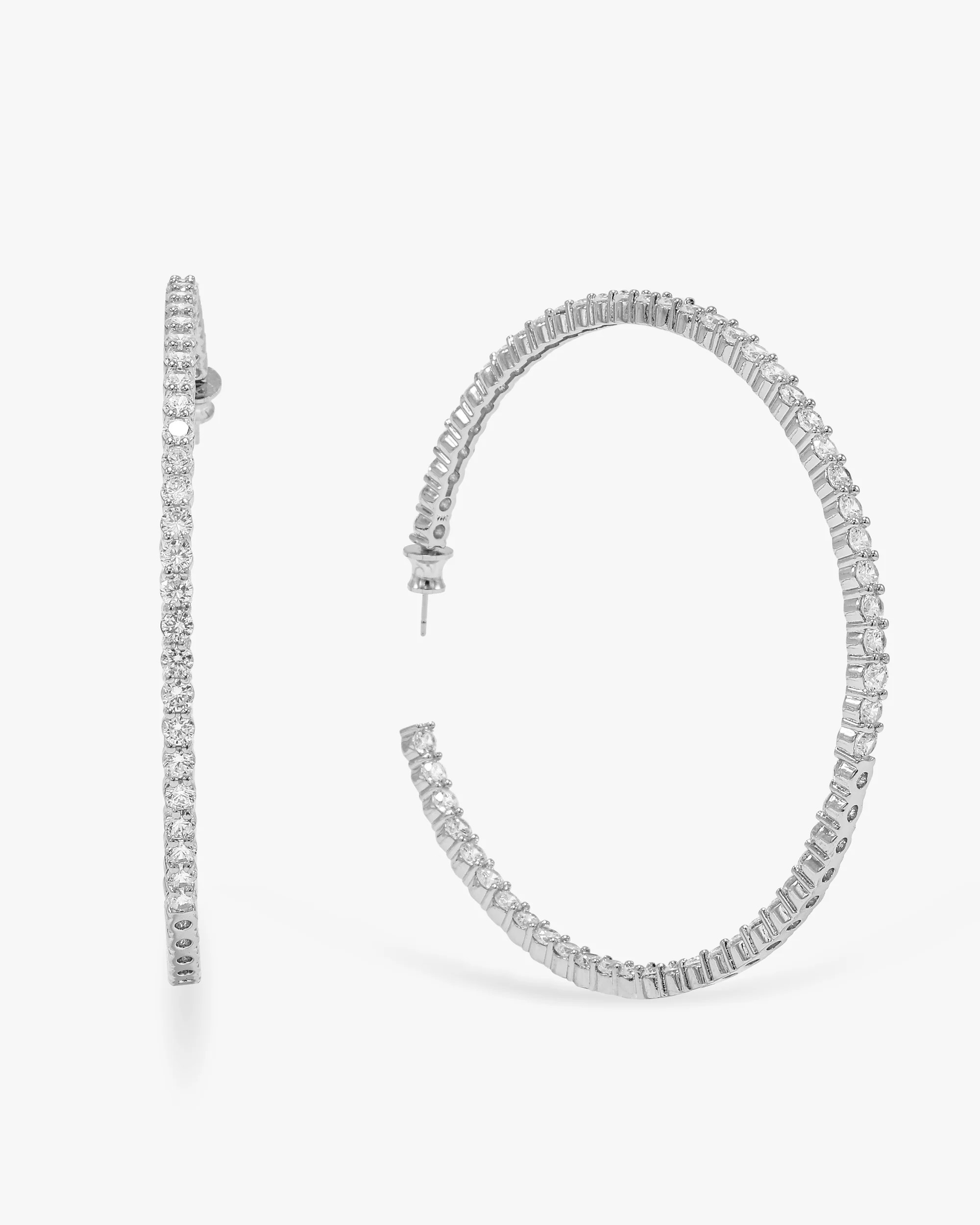 Heiress Hoops 3" - Silver|White Diamondettes | Melinda Maria Jewelry