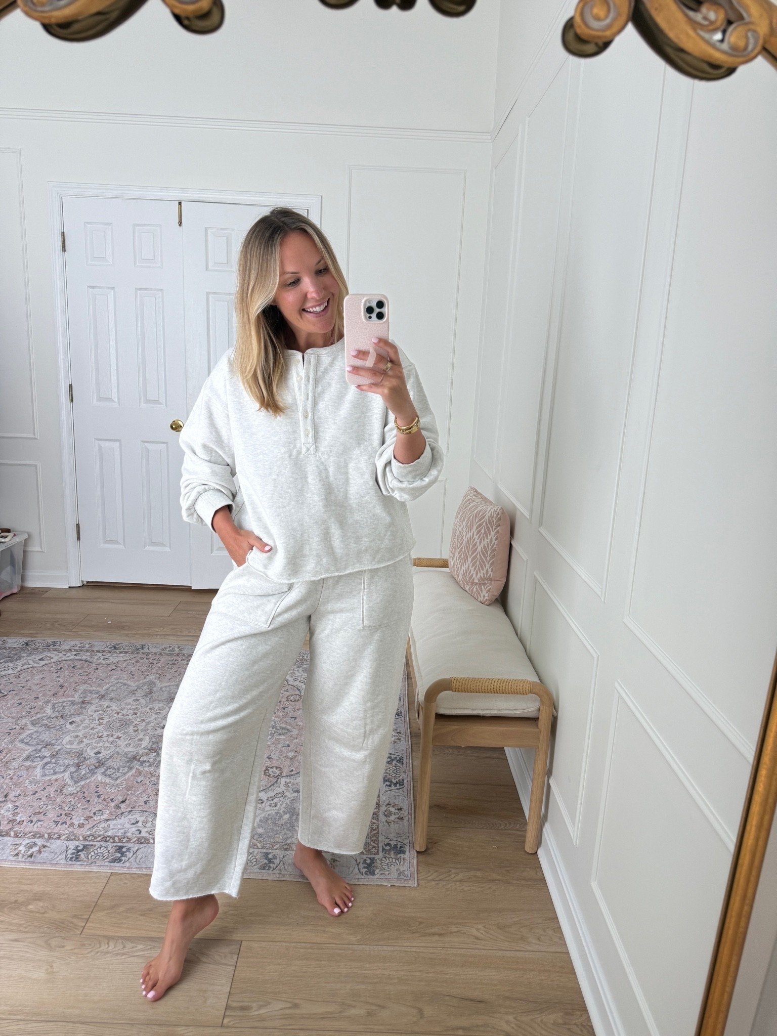 New loungewear - comfy matching outfit - travel outfit - large pants and med top

#LTKSeasonal #LTKMidsize