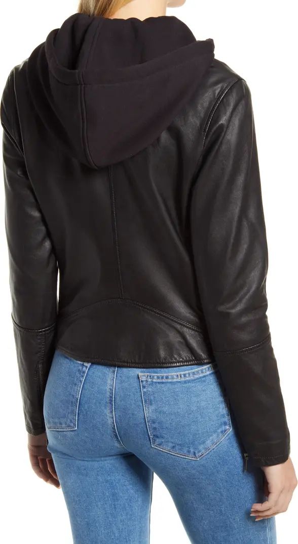 Leather Moto Jacket with Removable Hood | Nordstrom