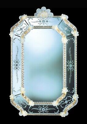 Mirror Venetian Glass Of Murano Classic Vertical Gold 24 Carved New  | eBay | eBay US
