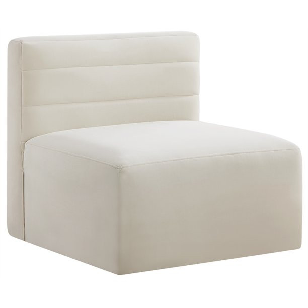 Meridian Furniture Quincy Cream Velvet Modular Armless Chair - Walmart.com | Walmart (US)