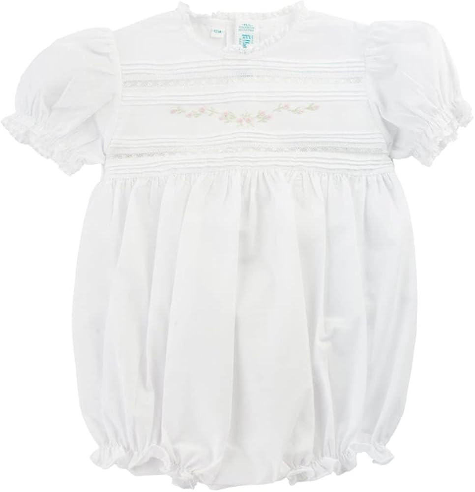 Feltman Brothers Infant Girls White & Pink Bubble Outfit Lace Trim 12 Months | Amazon (US)