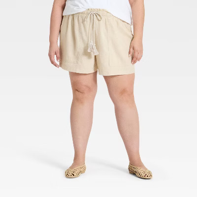 Women's High-Rise Linen Pull-On Shorts - Ava & Viv