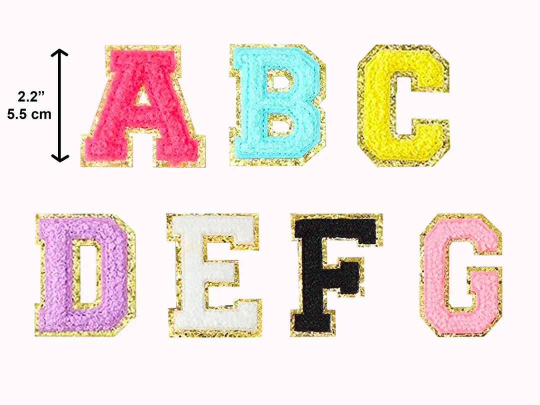 Chenille Letter Patch, 2.2" Self Adhesive Varsity Letter, DIY Dupe, Use on Cosmetic Bag, Nylon Po... | Etsy (US)