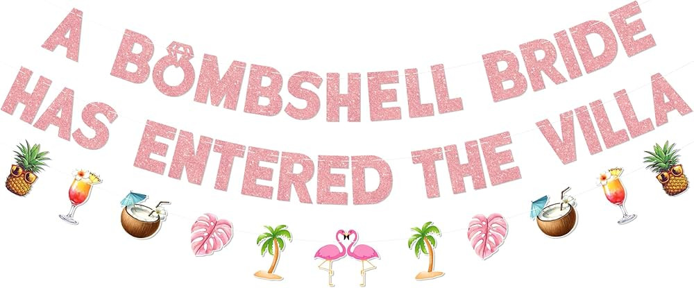 A Bombshell Bride Has Entered the Villa Banner, Pre-Strung Bachelorette Party Banner with Flaming... | Amazon (US)