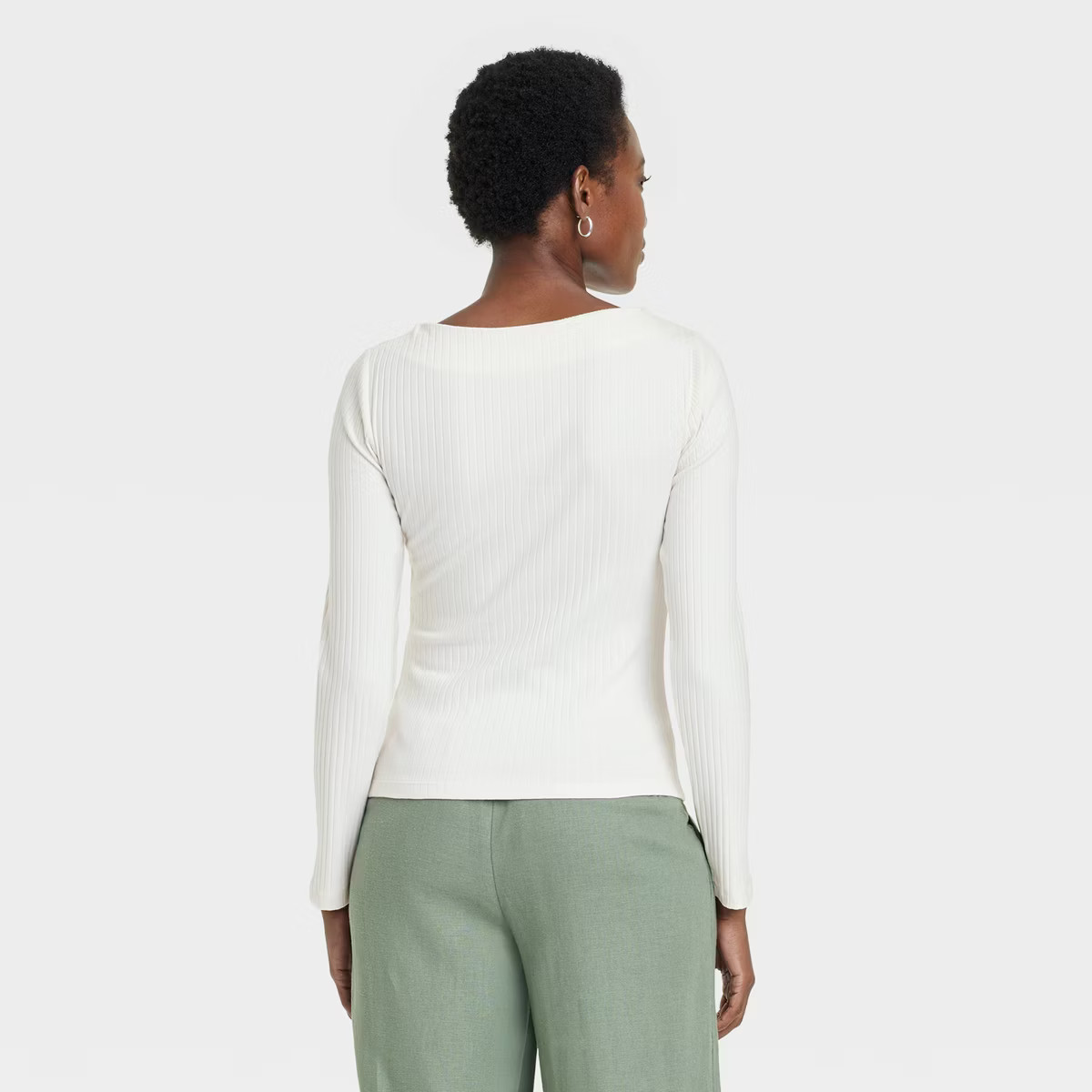 Women's Slim Fit Long Sleeve Ribbed Boat Neck T-Shirt - A New Day™ | Target