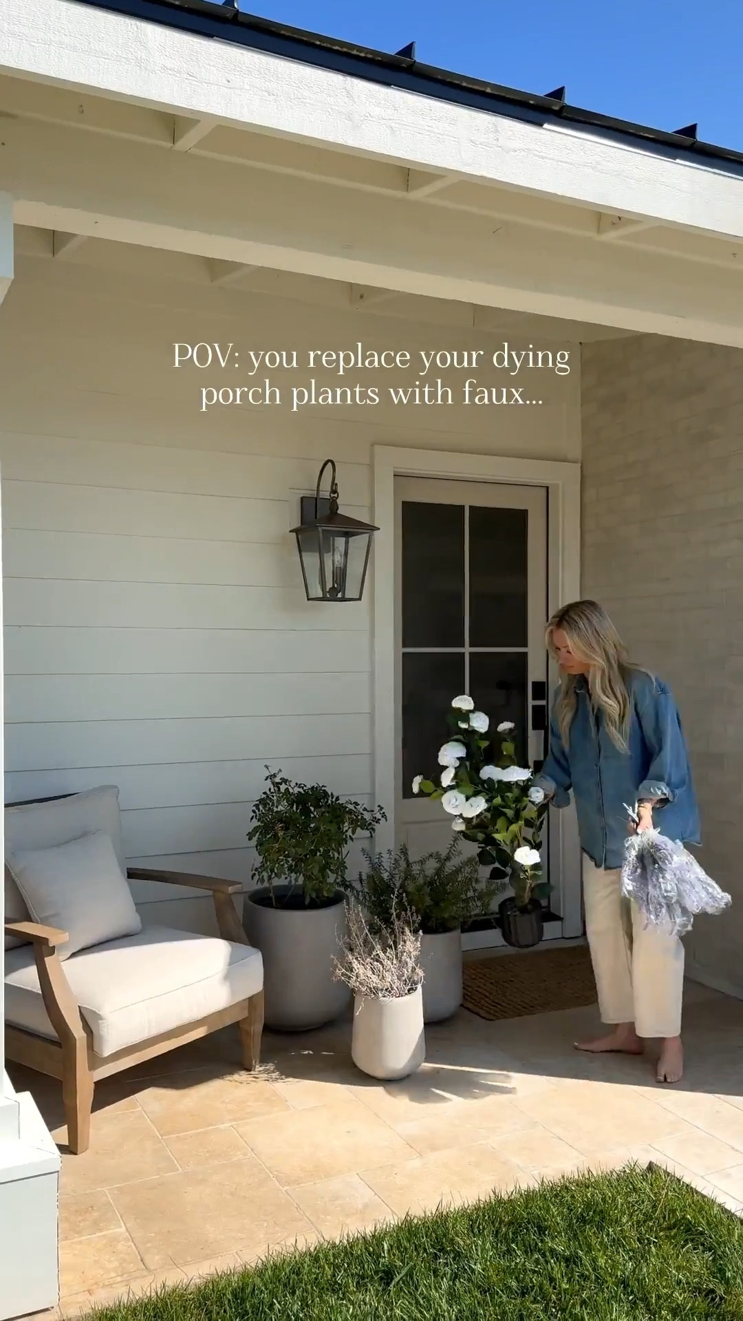 Our porch gets full sun almost all day… and the hot California sun was not kind to my plants. I finally swapped them for faux and now the planters stay full and green year-round with zero upkeep! 

#LTKSeasonal #LTKHome