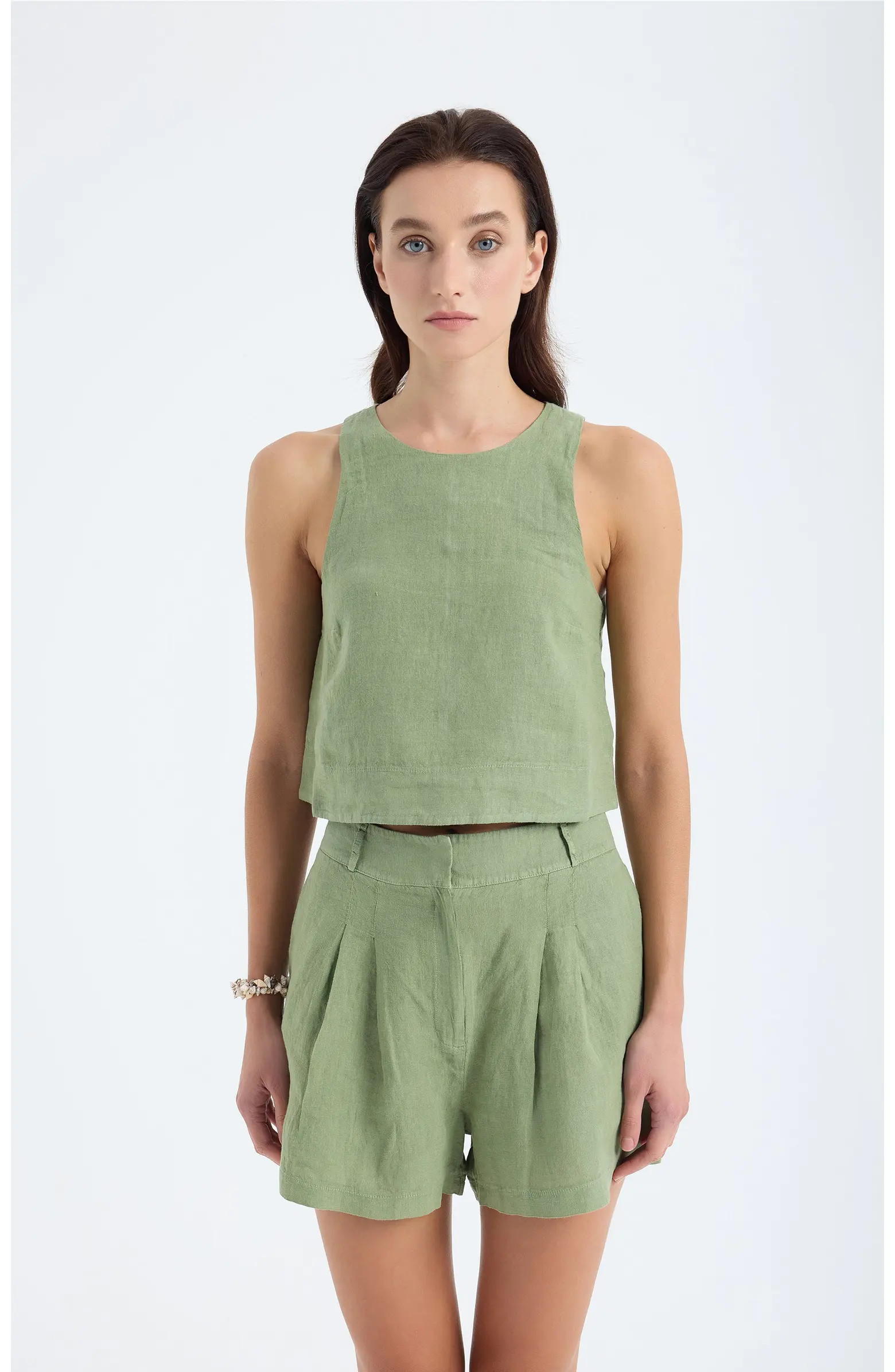 Lena 100% Linen Sleeveless Crop Top | Nordstrom