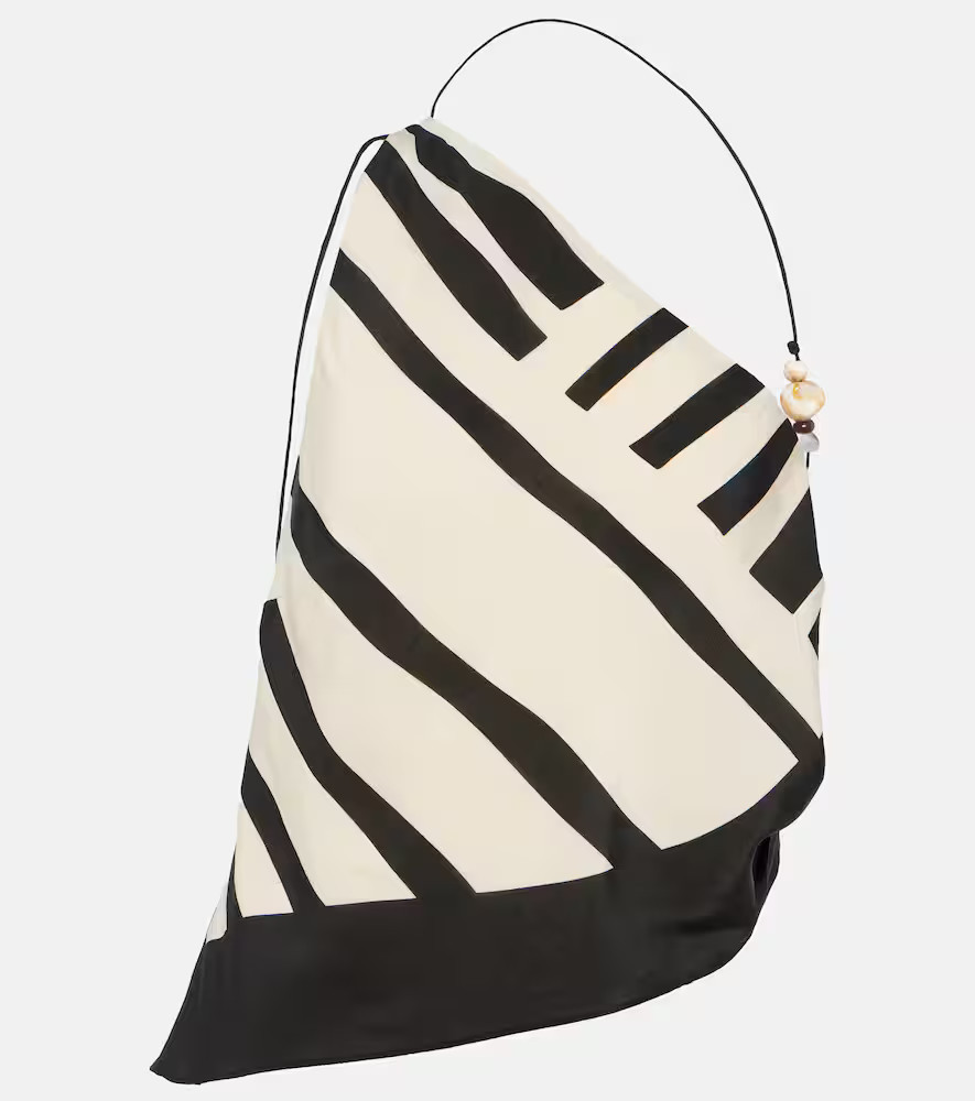 SIR Arte printed one-shoulder silk satin crop top | Mytheresa (US/CA)