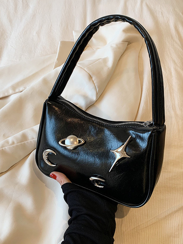Ladies Pu Moon Earth Star Accessories Trendy Underarm Zipper Bag4.86(100+) | SHEIN