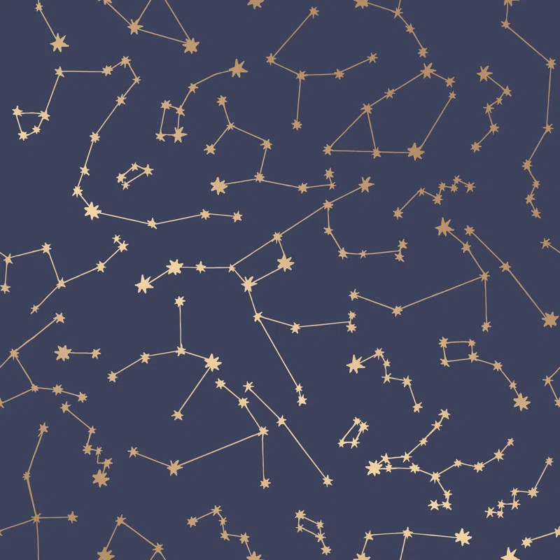 Novogratz Constellations 16.5’ L x 20.5” W Metallic Peel and Stick Wallpaper Roll | Wayfair North America