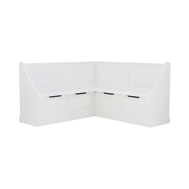 Linon Tobin Wood Corner Dining Breakfast Nook Bench with Storage, Seats 4, White Finish (Table so... | Walmart (US)
