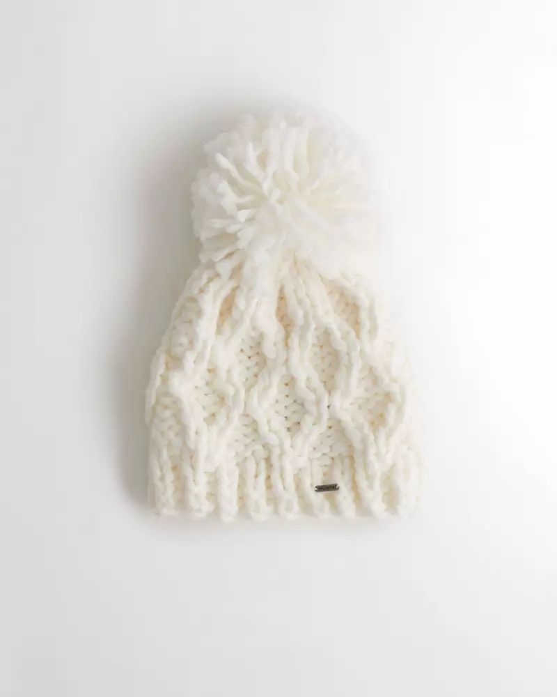 Girls Pom Cable Knit Beanie | Hollister US