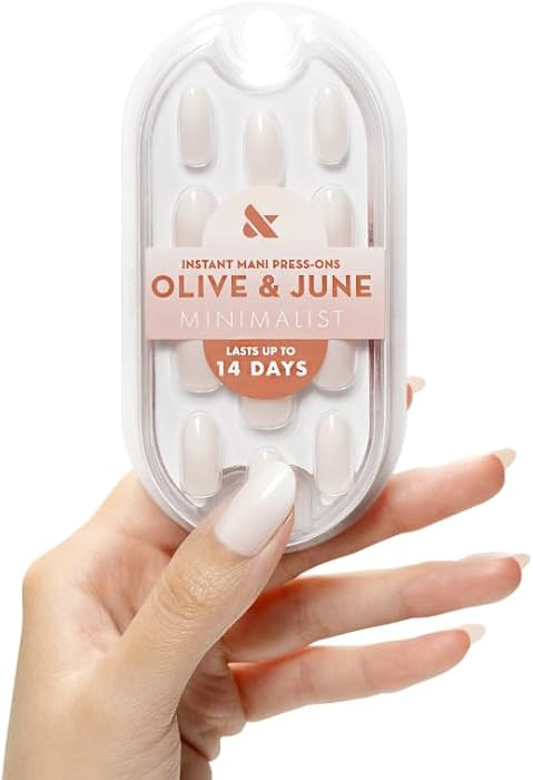 Olive & June Mani Minimalist Instant Press-On Nails |(Glue) Medium Oval 42 Fake Nails 21 Sizes |N... | Amazon (US)