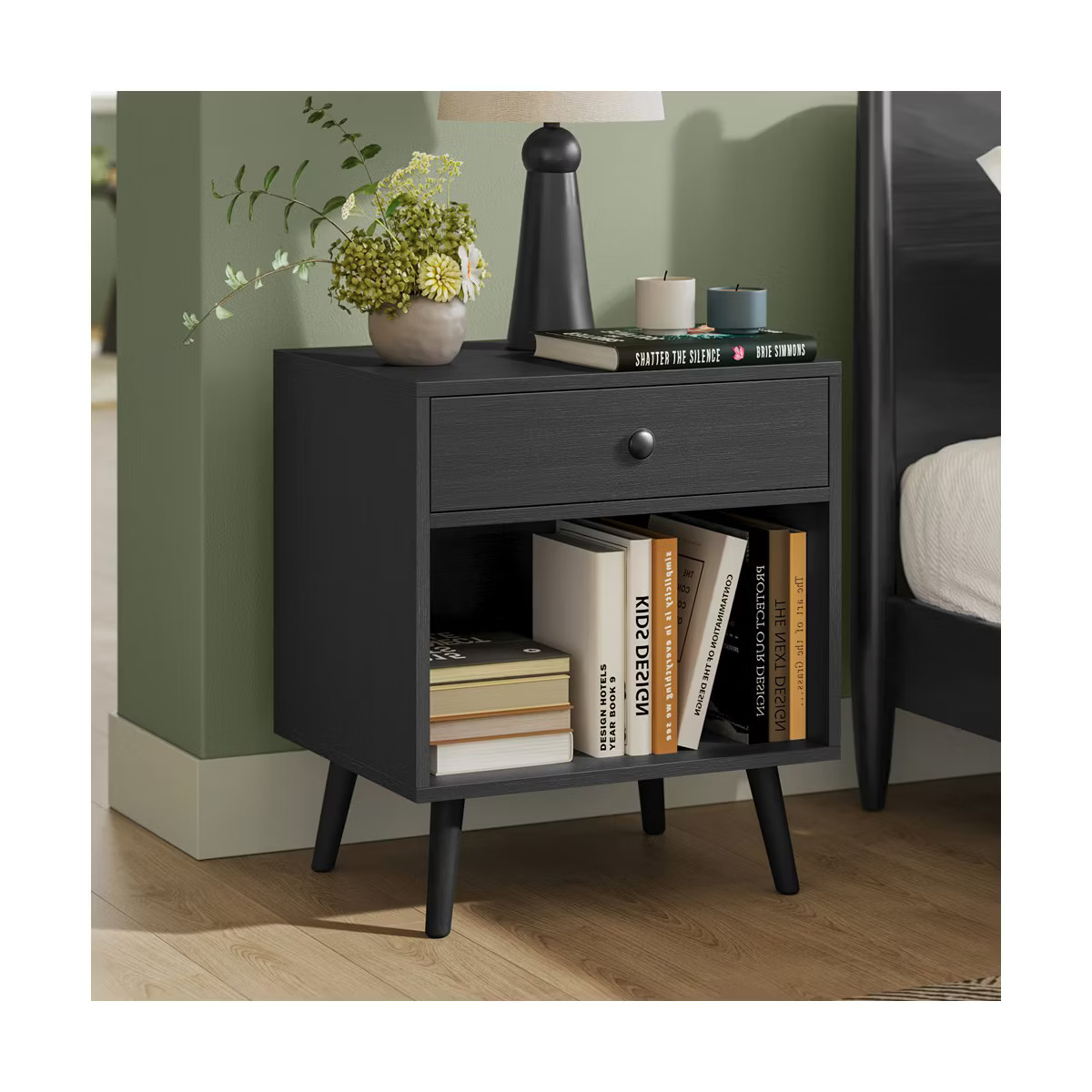 VASAGLE Nightstand, Small Bedside Table With Drawer, Open Compartment, And Pine Wood Legs, For Li... | Target