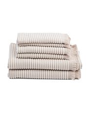 Made In Portugal 6pc 550gsm Striped Jacquard Towel Set | TJ Maxx