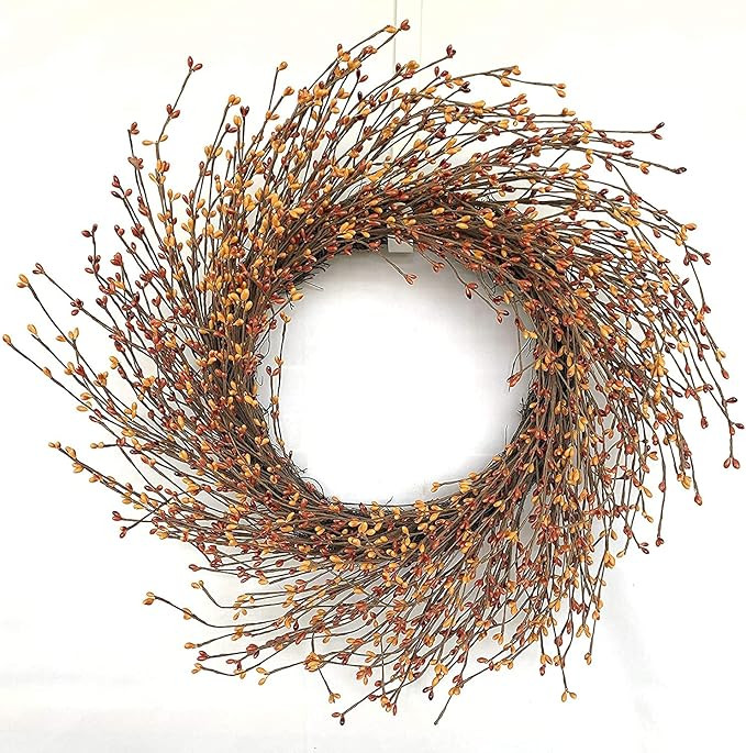 Artificial Twig Fall Wreath Fall Front Door Wreath Berry Wreaths for Front Door 24 Inch Artificia... | Amazon (US)