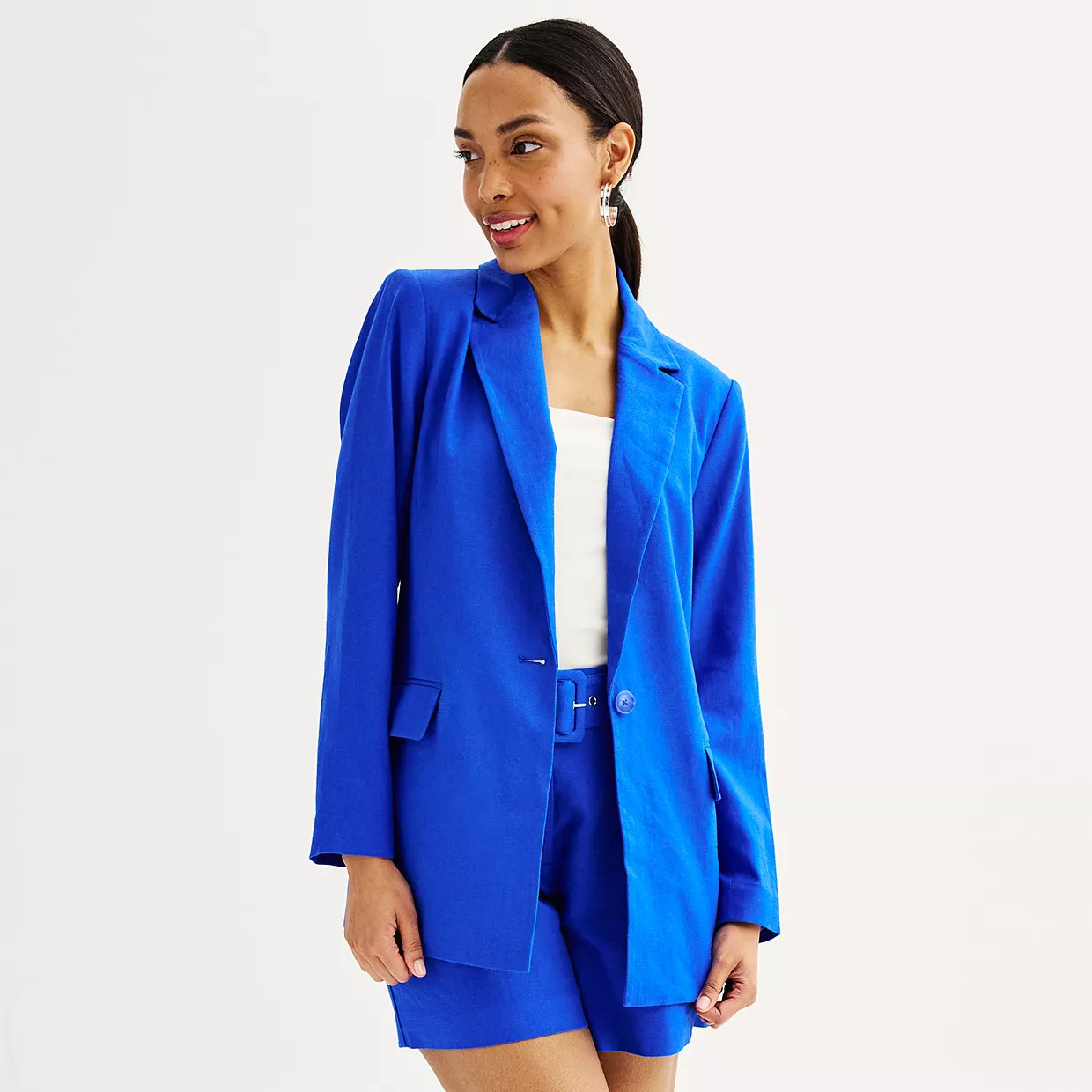 Women's Nine West Single-Button Longline Blazer | Kohl's