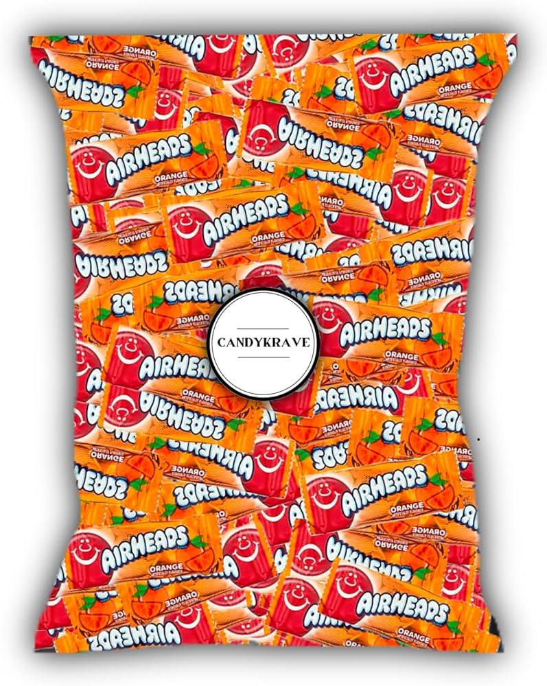 Airheads Candy Mini Bars, Orange Flavor, 80 Pieces Bulk Bag, Individually Wrapped Non-Melting Che... | Amazon (US)
