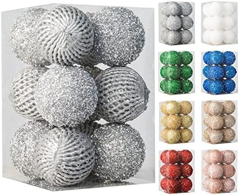 3.15" Christmas Ball Ornaments 12 pcs Glitter Sequin Foam Ball Shatterproof Christmas Decorations... | Amazon (US)
