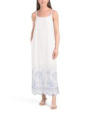 Linen Blend Stripe Embroidered Maxi Dress | TJ Maxx