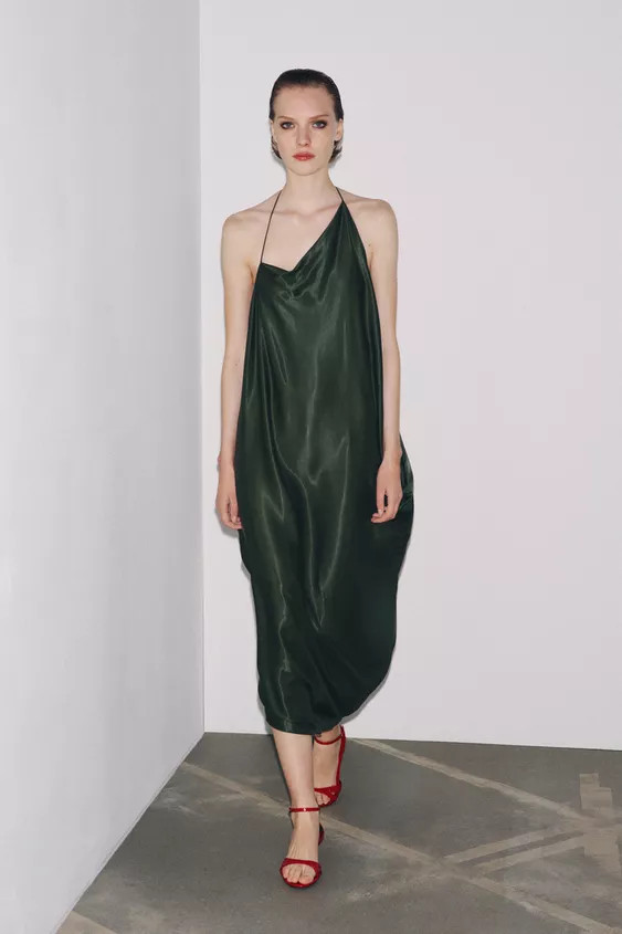 ZW COLLECTION ASYMMETRIC SATIN DRESS | Zara US