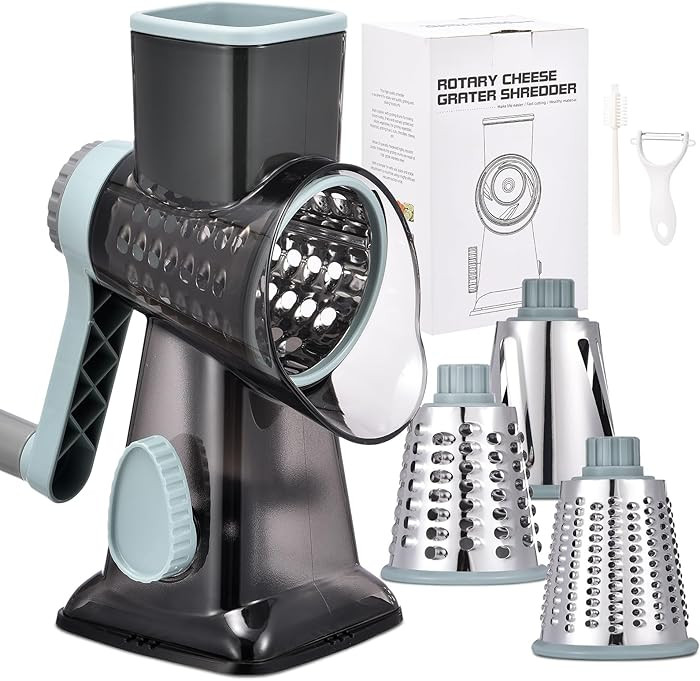 Rotary Cheese Grater with Handle Kitchen Shredder Slicer Grater Slicer Ice Shaver Cheese Vegetabl... | Amazon (US)
