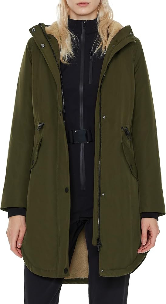 ELEZAY Women's Winter Coat Fleece Lined Parka Jacket with Hood Mid Length Warm Casual Jacket | Amazon (US)
