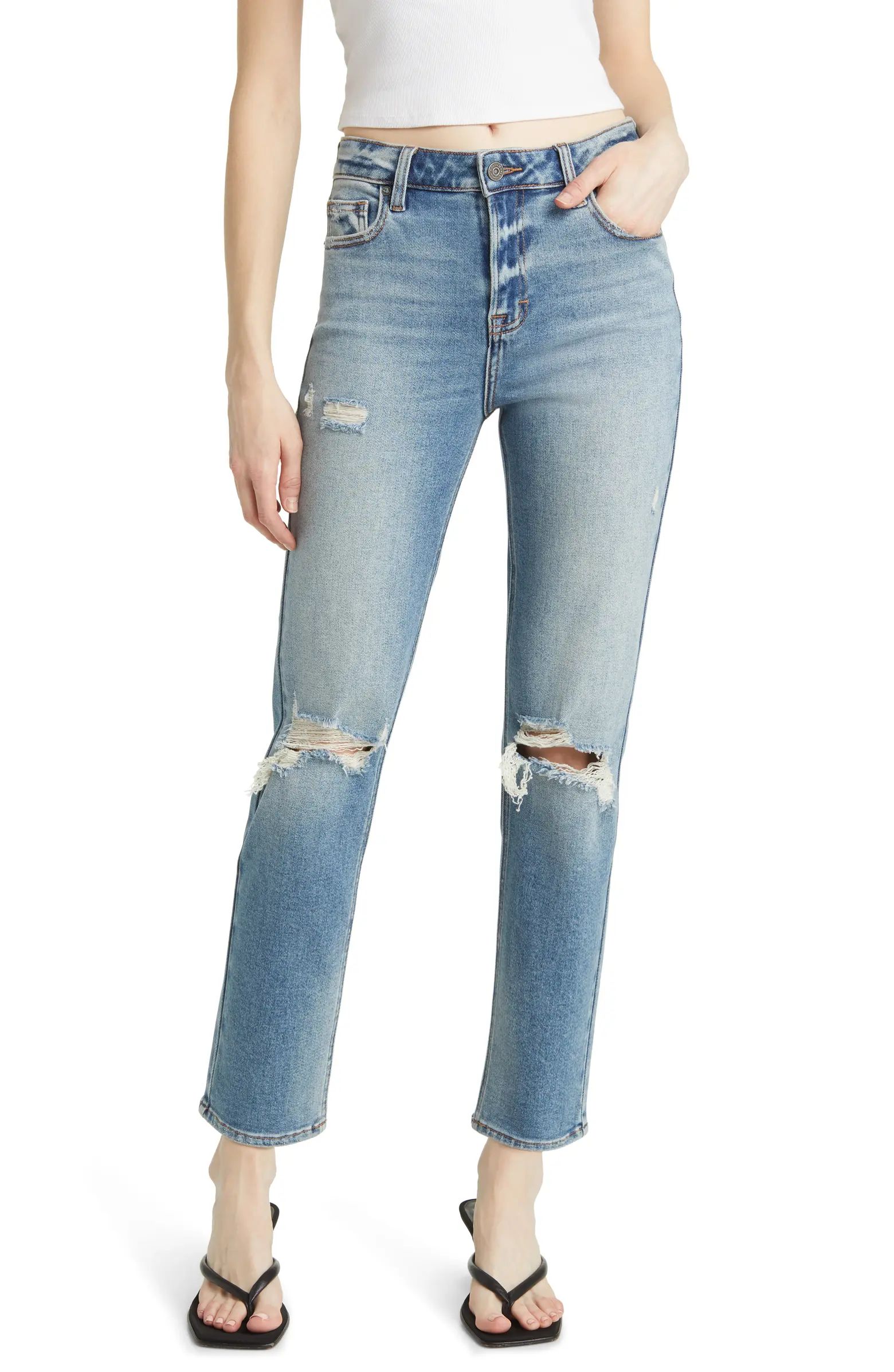 Distressed Straight Leg Jeans | Nordstrom